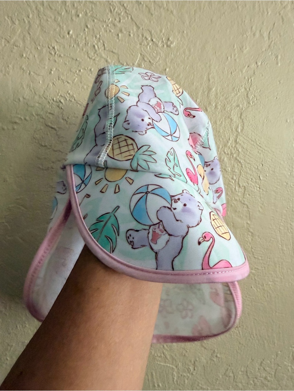 Care Bears Mint & Pink Sun Hat with Beach Print